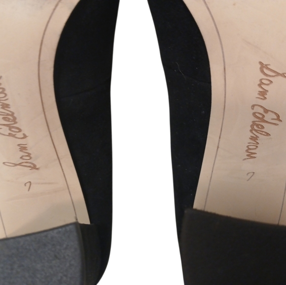 Sam Edelman Stillson Black Suede Leather Pumps Sz 7 Block Heel Office Chic Glam - Picture 9 of 16
